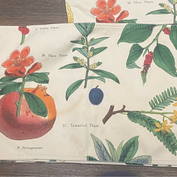 William Sonoma Botanical Fruit Pomegranate Placemats Set Of 4 100% Cotton Linen - Picture 9 of 9